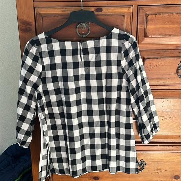 Talbots Black And White Buffalo Check Blouse Size Large NWOT - Picture 5 of 10